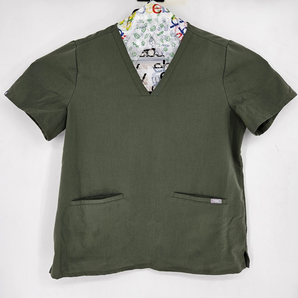 Figs Scrub‎ Top Womens Extra Large Casma Three Pocket Technical Green Uniforms